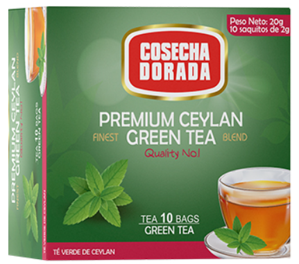 TÉ CEYLAN VERDE X10 SAQUITOS DE 2 GR. COSECHA DORADA